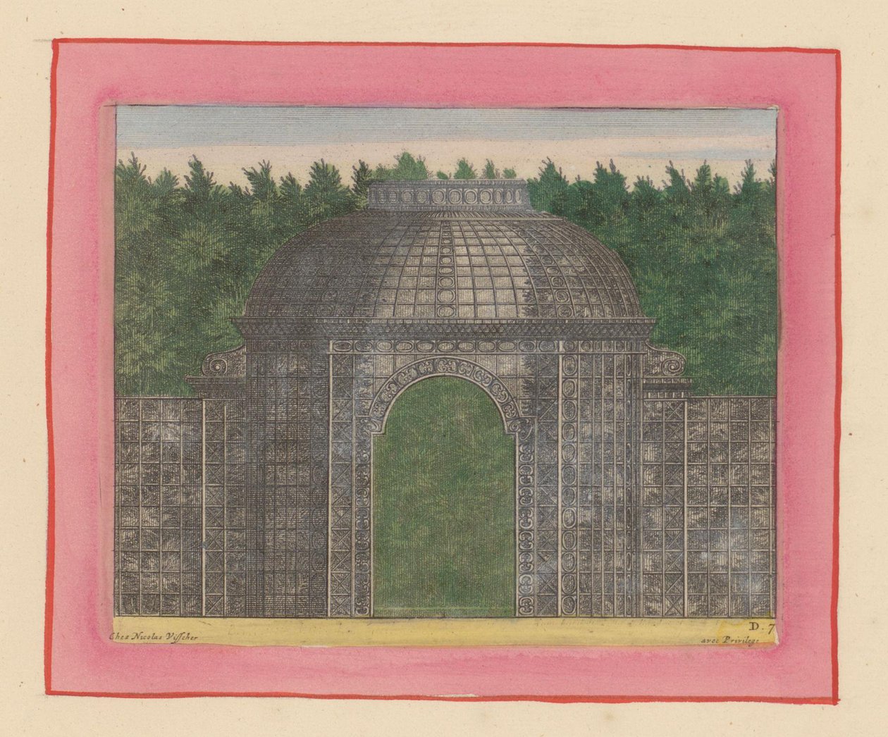 Laubengang mit Tor für eine Hecke in den Gärten von Versailles tekijältä Willem Swidde