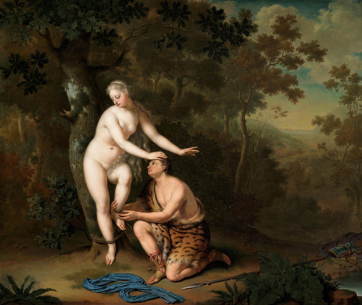 Aminta vapautti Sylvian, 1700-luku. tekijältä Willem Van Mieris