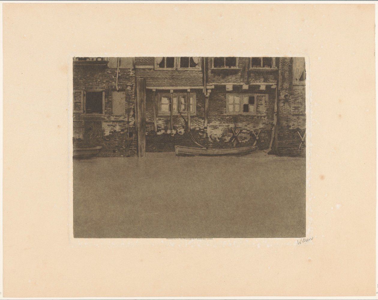 Voorstraat 463, 461 ja 459 takajulkisivut Dordrechtissa tekijältä Willem Witsen (signed by artist)