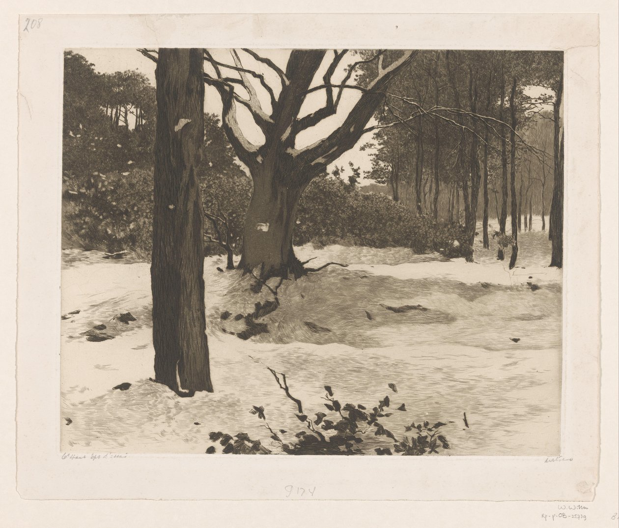 Luminen metsämaisema Edessä tekijältä Willem Witsen (signed by artist)
