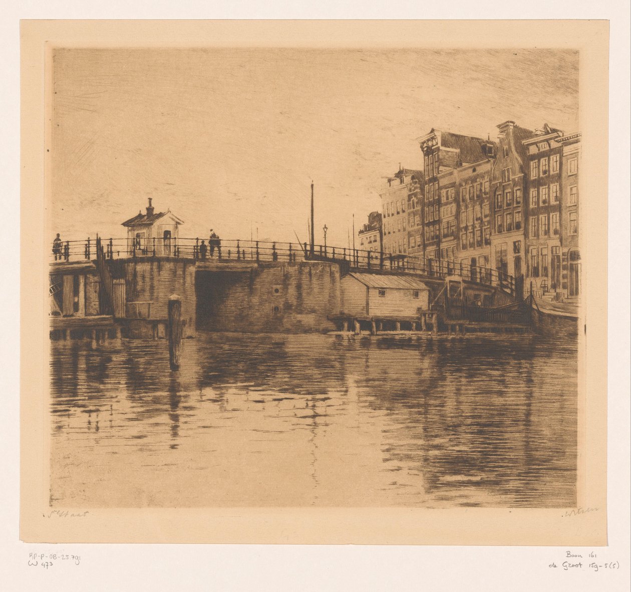 Näkymä Kraansluisiin Amsterdamissa tekijältä Willem Witsen (signed by artist)