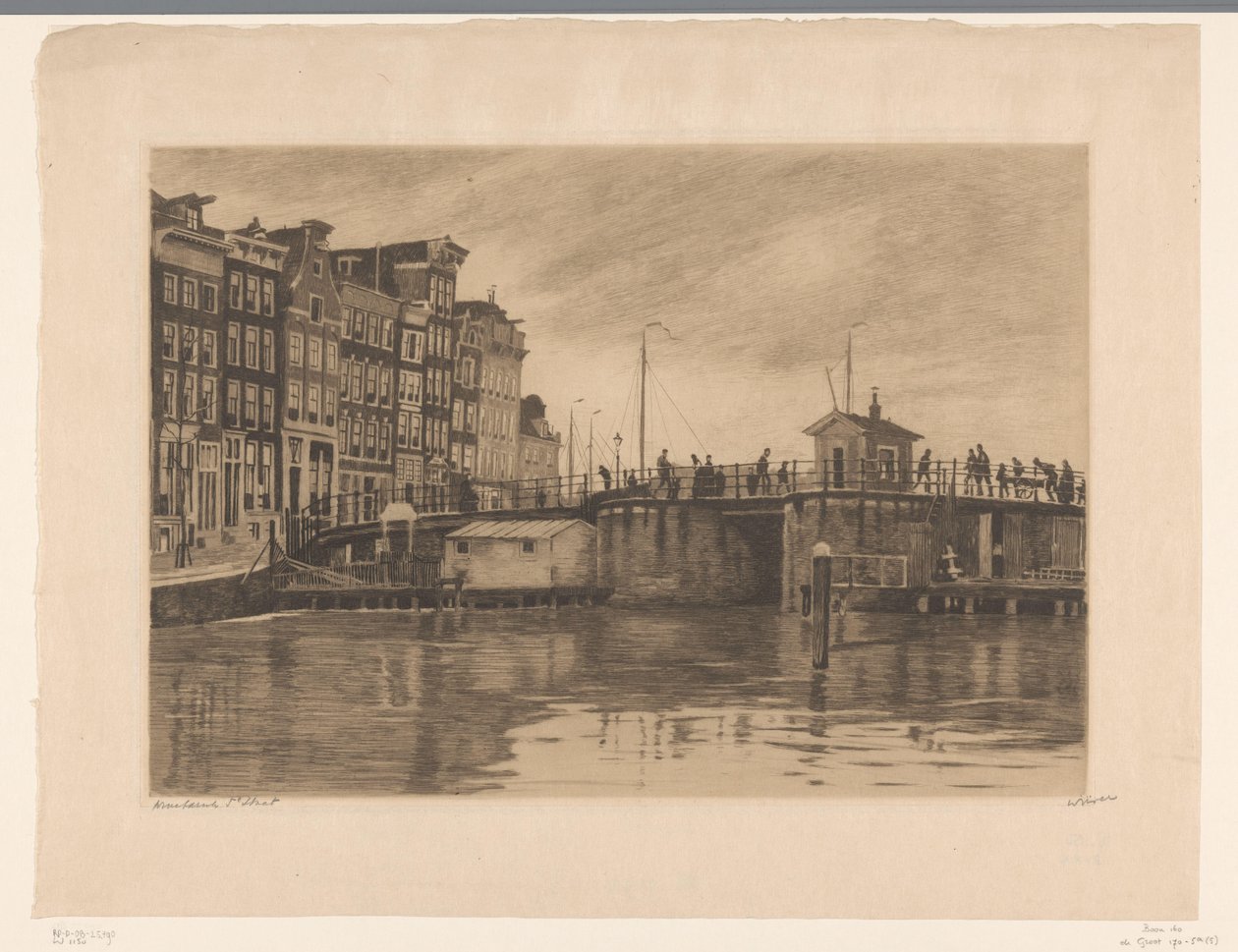 Näkymä Kraansluisiin Amsterdamissa tekijältä Willem Witsen (signed by artist)
