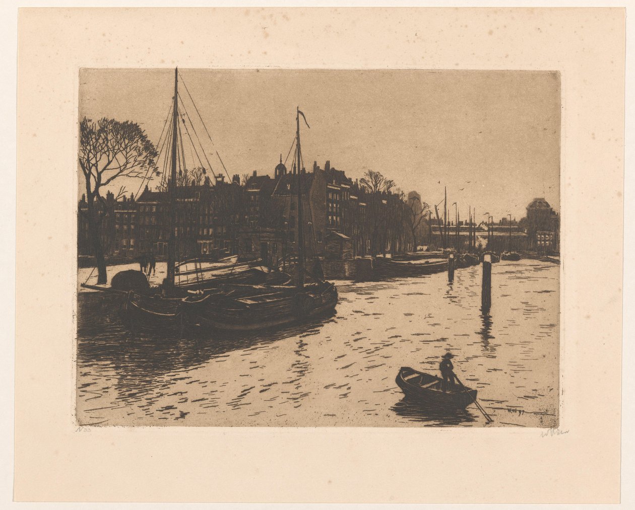 Näkymä Leuvehavenille Rotterdamissa tekijältä Willem Witsen (signed by artist)