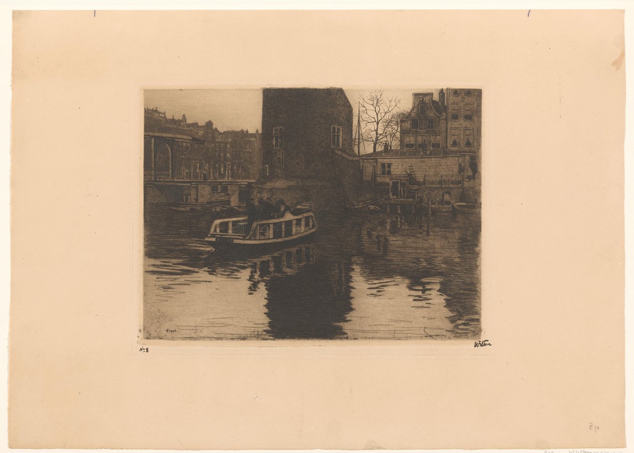 Näkymä haltuunotosta Montelbaanstorenissa Amsterdamissa tekijältä Willem Witsen (signed by artist)