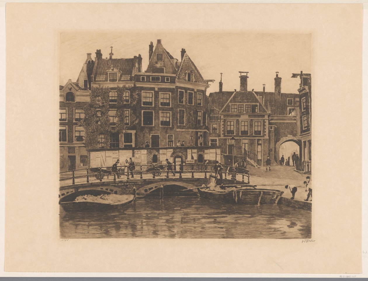 Näkymä Beurspleintjelle Amsterdamissa tekijältä Willem Witsen (signed by artist)