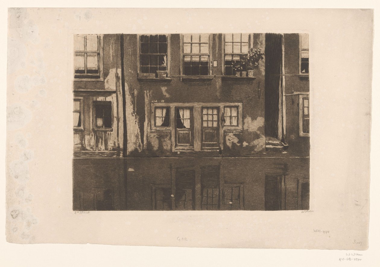 Talot Oudezijds Achterburgwalilla Amsterdamissa tekijältä Willem Witsen (signed by artist)