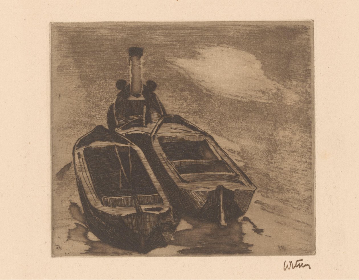 Hinaaja kahdella proomulla tekijältä Willem Witsen (signed by artist)