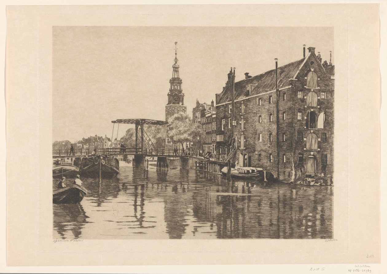 Näkymä sillalle varastossa Sweedenissä Amsterdamissa tekijältä Willem Arnoldus Witsen