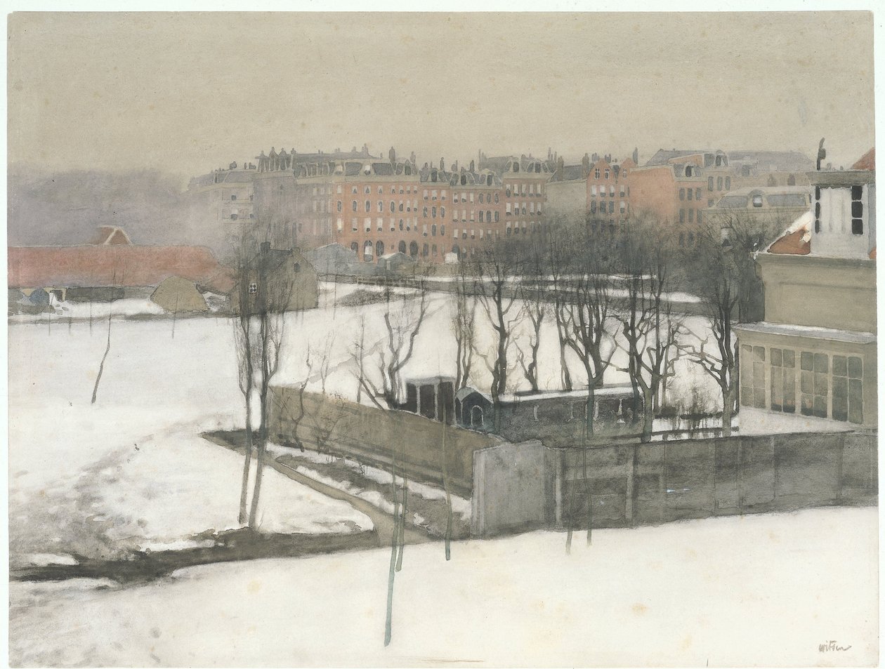 Näkymä Oosterparkiin lumessa tekijältä Willem Arnoldus Witsen