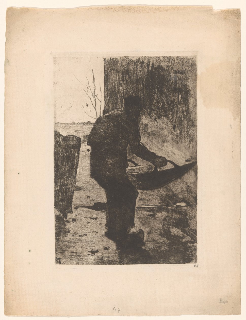Mies, joka on Winnowing, n. 1888 (etsaus) tekijältä Willem Arnoldus Witsen