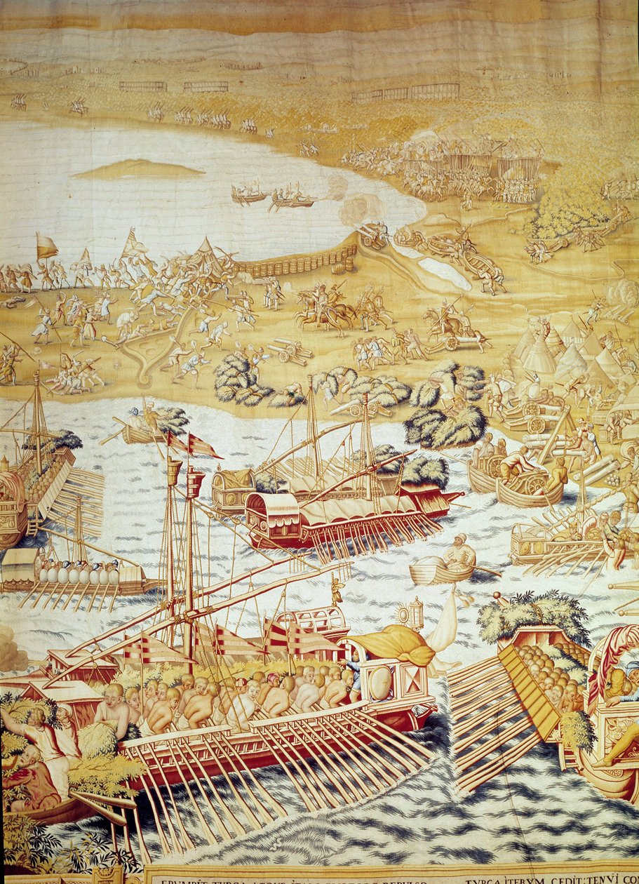 Keisari Kaarle V:n Tunisian valloitus: Goletten kotipaikka vuonna 1535. Yksityiskohta Willem de Pannemakerin kuvakudos (toiminut noin 1535-1554) 1554 Alcazar de Sevilla tekijältä Willem de Pannemaker