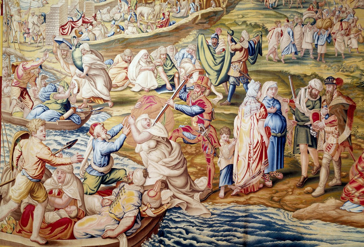Keisari Kaarle V:n Tunisin valloitus: Espanjan joukkojen naisiin kohdistuva väkivalta vuonna 1535 (kuvakudos) tekijältä Willem de Pannemaker