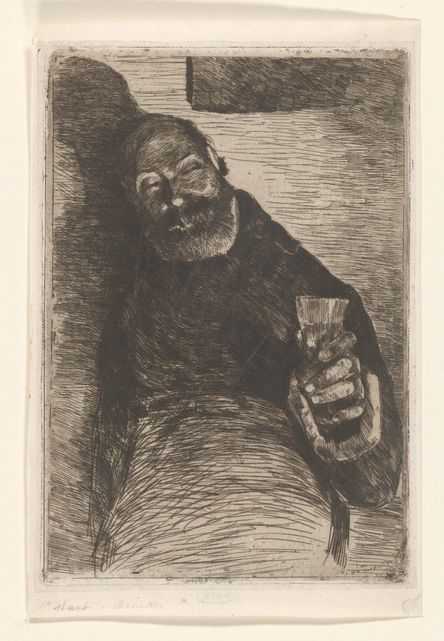 Juomari (alkuperäinen nimi esineessä) Mies kohotetulla lasilla (alkuperäinen nimi) tekijältä Willem de Zwart (signed by artist)