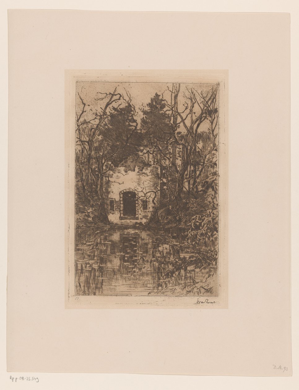 Rauniot lammen luona Lammen rauniot (Lage Vuursche) (alkuperäinen nimi) tekijältä Willem de Zwart (signed by artist)