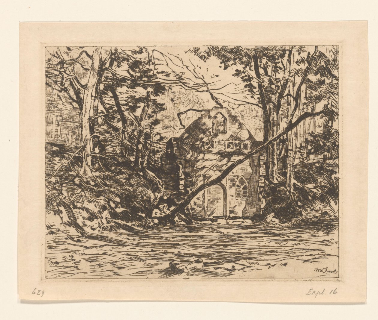 Raunio metsässä Raunio juurineen puun kanssa (Lage Vuursche) (alkuperäinen nimi) tekijältä Willem de Zwart