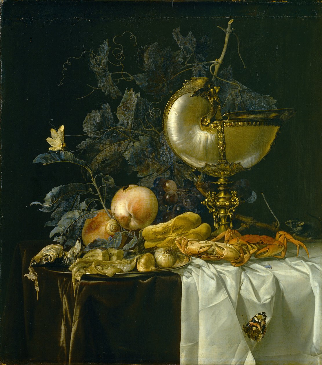 Asetelma Nautilus Cupin kanssa tekijältä Willem van Aelst