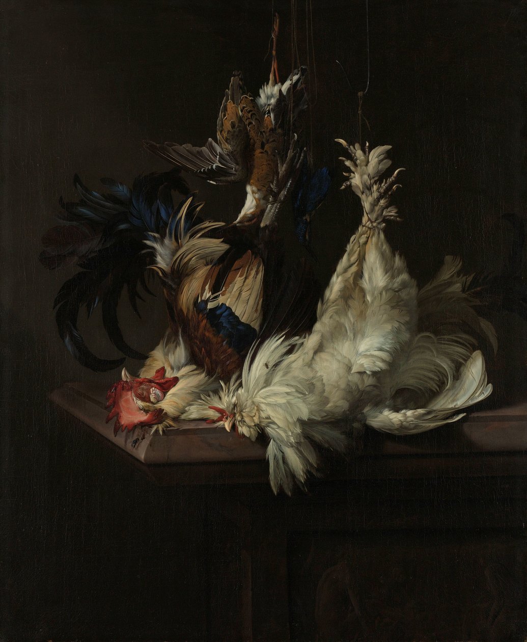 Asetelma Fowlin kanssa Asetelma siipikarjan kanssa tekijältä Willem van Aelst