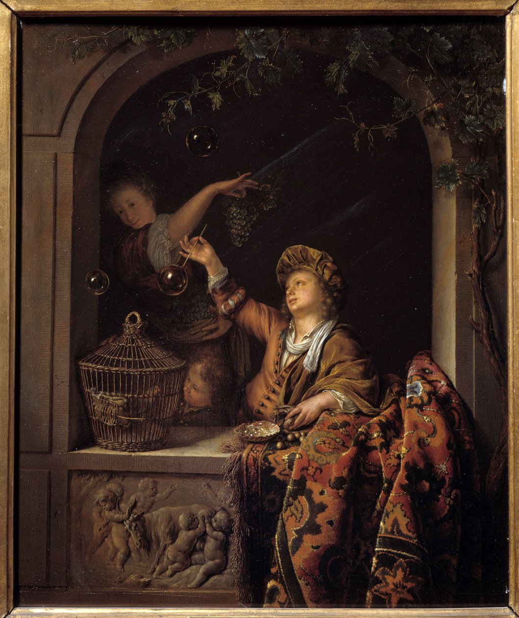 saippuakuplia. Willem Van Mierisin (1662-1747) maalaus tekijältä Willem Van Mieris
