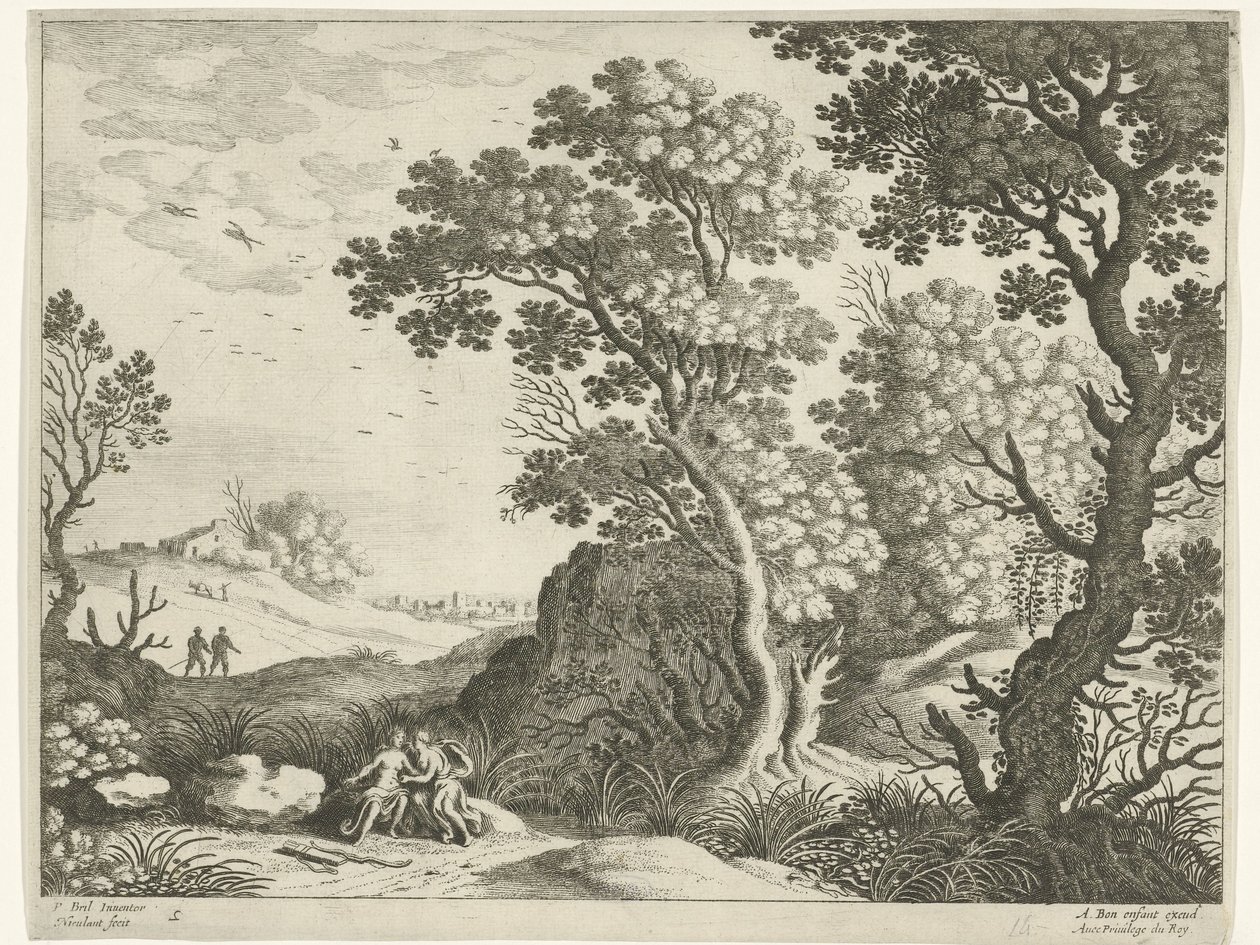 Maisema Dianan ja nymfin kanssa Italian maisemat (sarjan nimi) tekijältä Willem van Nieulandt (II)