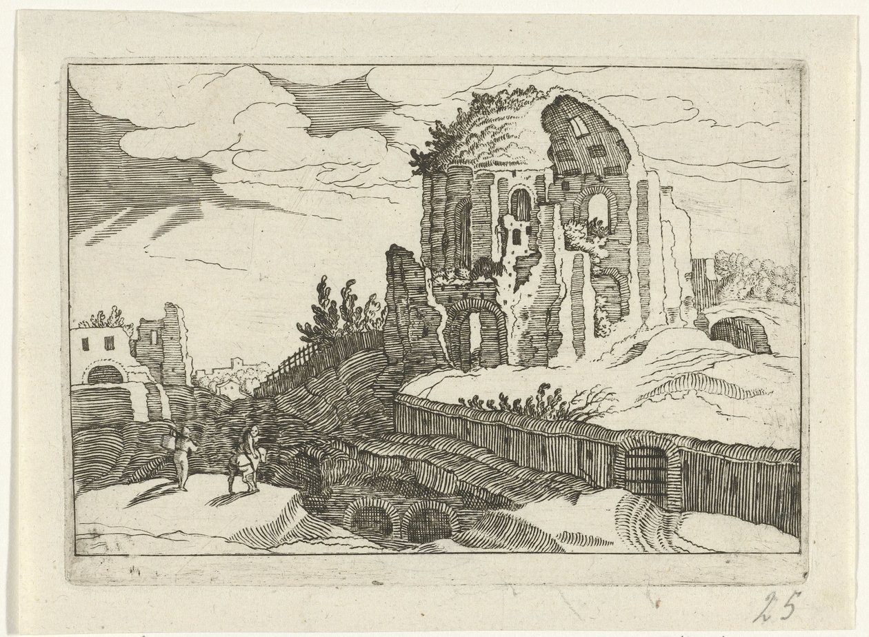Nymphaeum Roomassa Romeinse ruïnes (sarja 2) (sarjan nimi) tekijältä Willem van Nieulandt (II)
