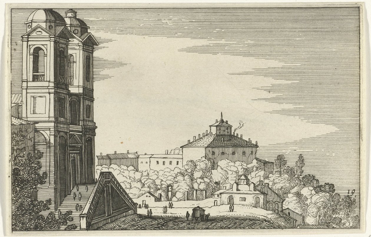 Trinità dei Monti Roomassa Romeinse ruïnes en kustlandschappen (sarja 1) (sarjan nimi) tekijältä Willem van Nieulandt (II)