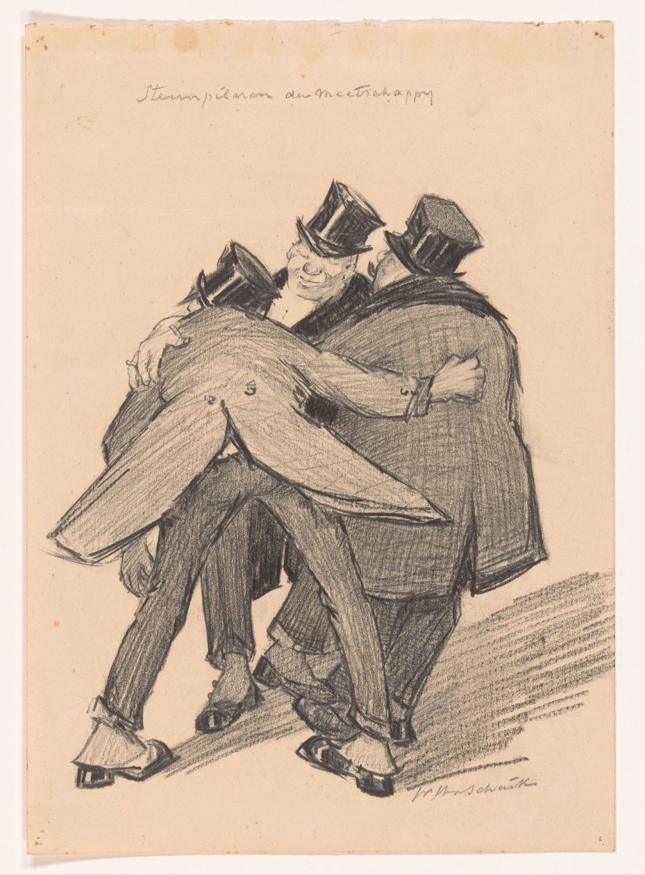 Yhteiskunnan pilarit (alkuperäinen nimi esineessä) tekijältä Willem van Schaik (signed by artist)