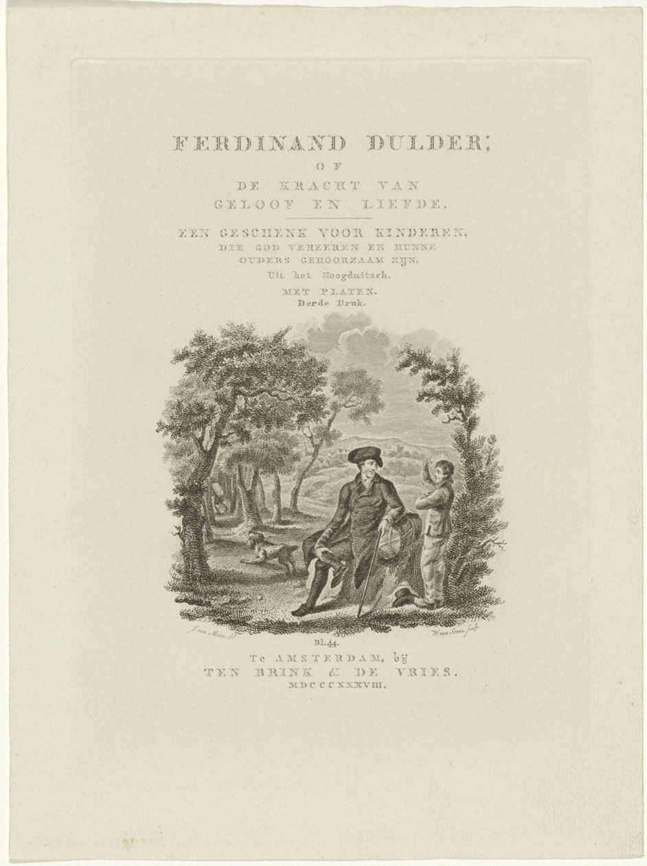 Istuva matkustaja ja poika maisemassa Nimisivu: J.G. Tobler, Ferdinand Dulder, 1838 tekijältä Willem van Senus