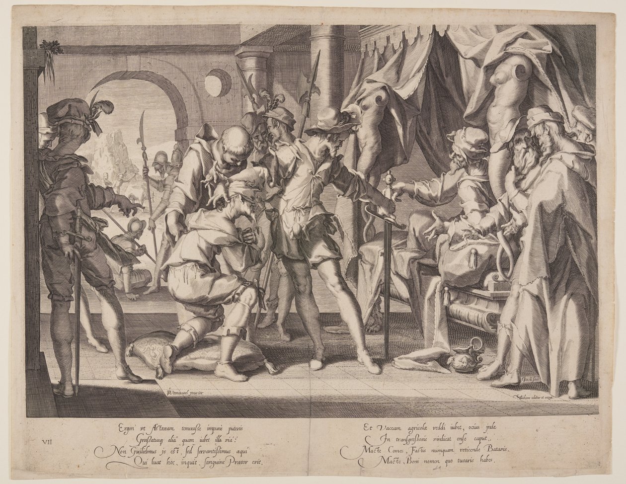 Kreivi William sallii mestauksen, levy 7 teoksesta Thrones of Justice (Thronus Iustitiae). tekijältä Willem van Swanenburgh