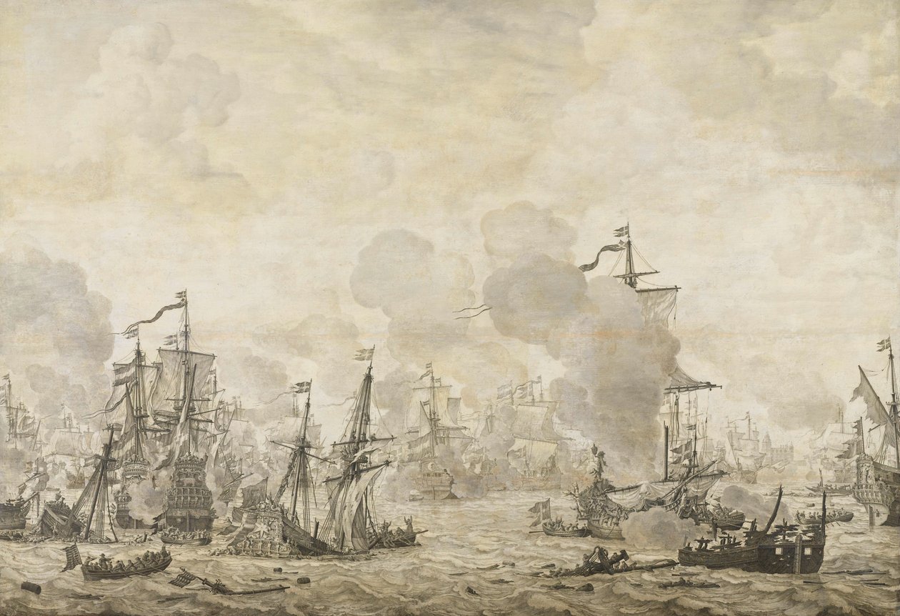 Jakso hollantilaisten ja ruotsalaisten laivastojen välisestä taistelusta Soundissa, 8. marraskuuta 1658 tekijältä Willem van de Velde (I)
