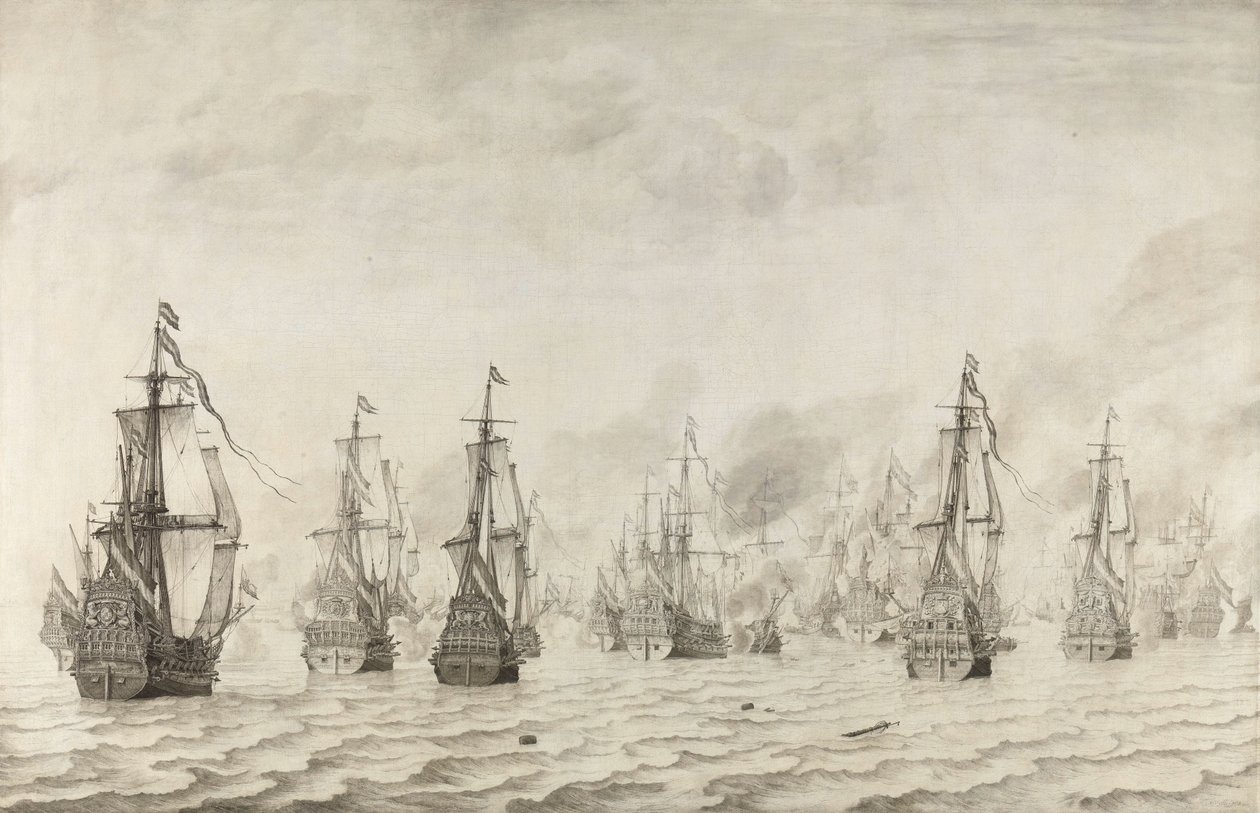 Dunkerquen taistelu Meritaistelu espanjalaisia vastaan Dunkerquen lähellä, 18. helmikuuta 1639 tekijältä Willem van de Velde (I)
