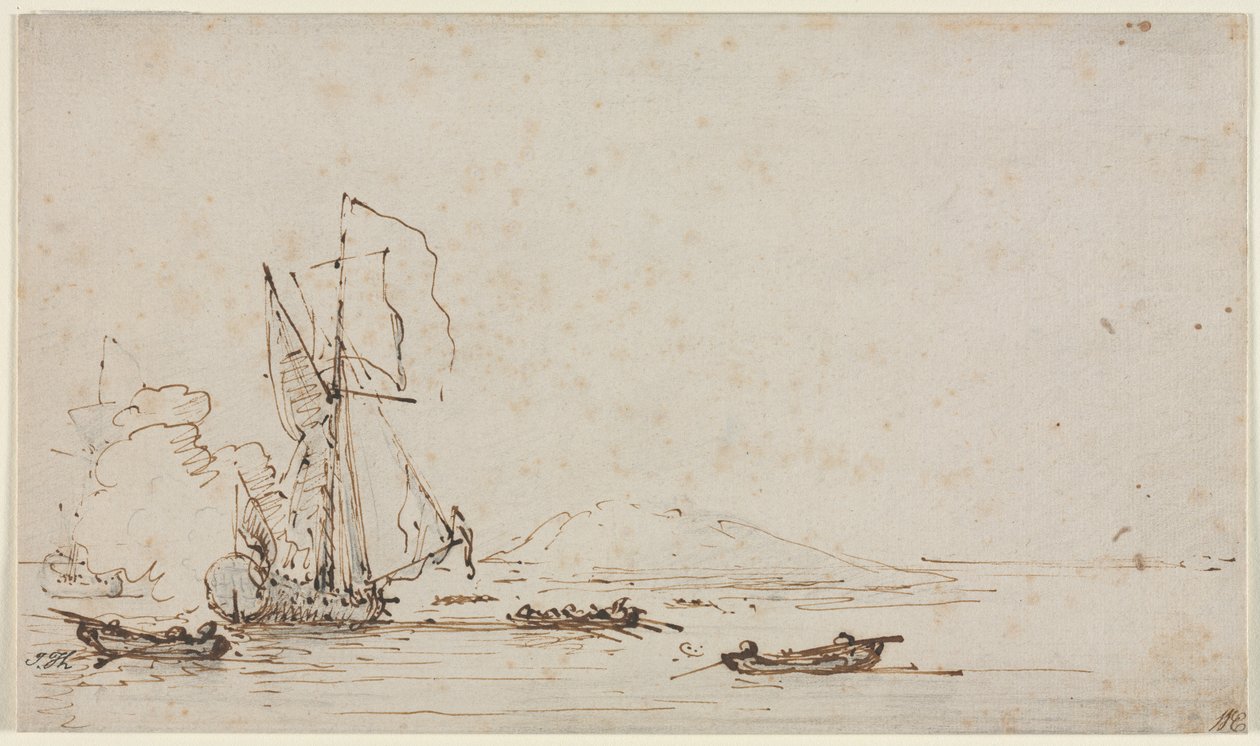 Yacht vastaanottaa tervehdys tekijältä Willem van de Velde