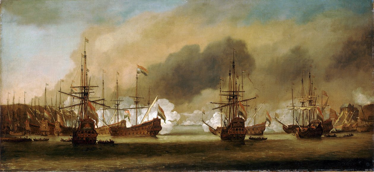 Bergenin (tai Vagenin) taistelu (Norja), 3. elokuuta 1665 (13. elokuuta 1665). tekijältä Willem van de Velde the Younger