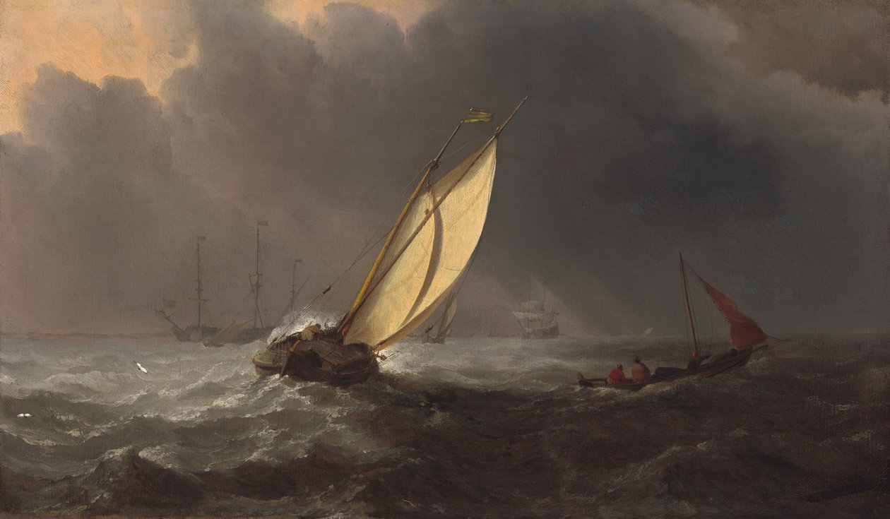 Ennen myrskyä, n. 1700. tekijältä Willem van de Velde the Younger