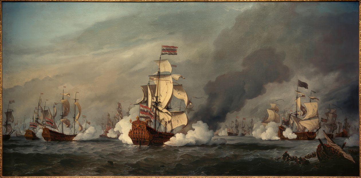 Die "Golden Lion" in der Seeschlacht vor Texel, 21. elokuuta 1673 tekijältä Willem van de Velde the Younger