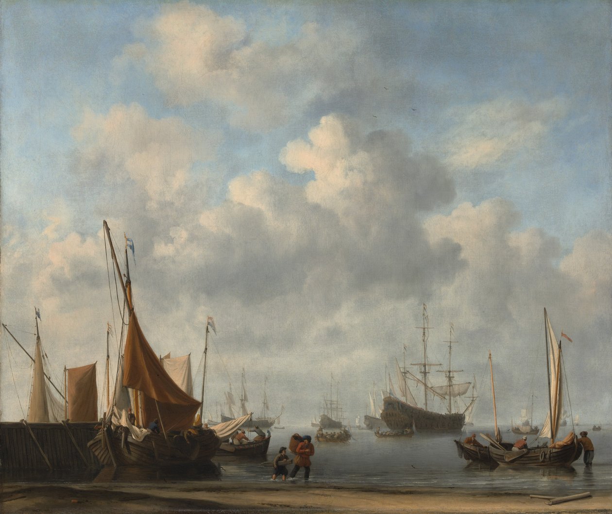 Sisäänkäynti hollantilaiseen satamaan, n. 1665. tekijältä Willem van de Velde the Younger