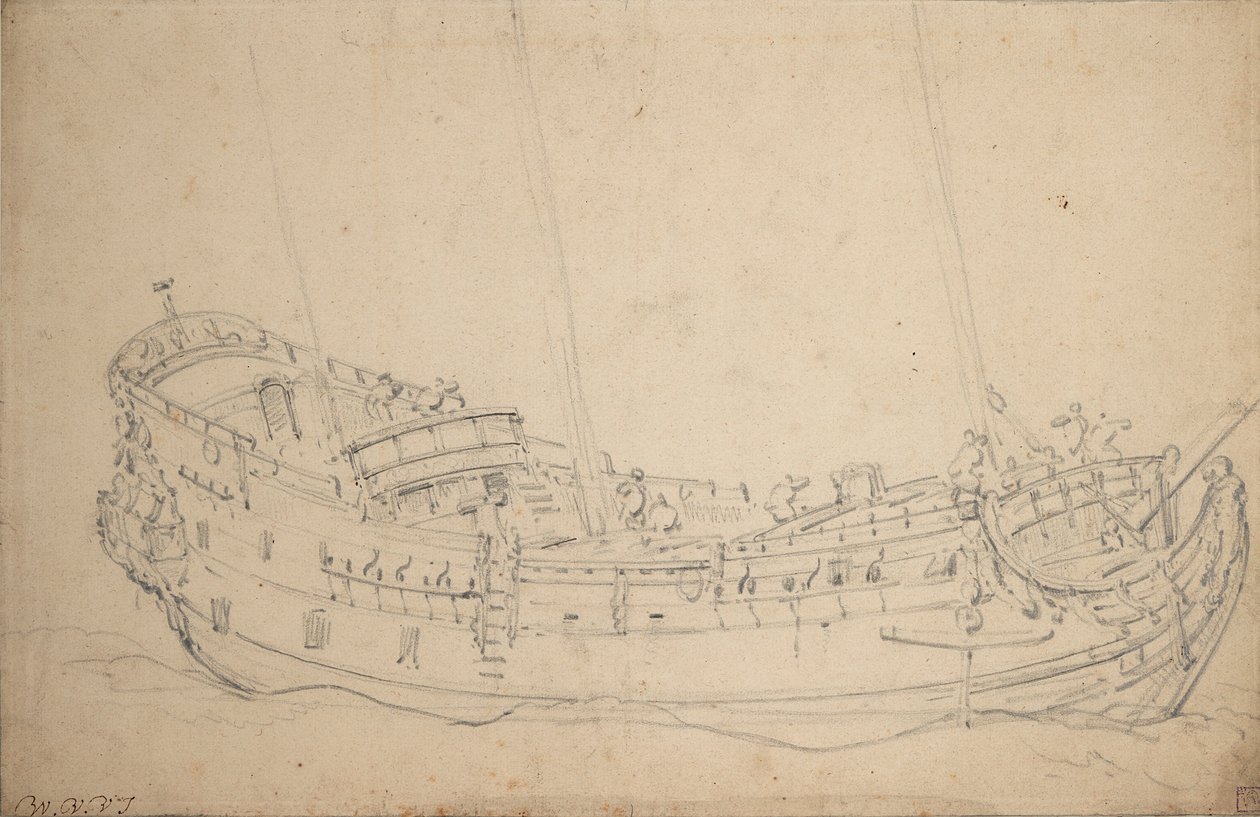 Muotokuva englantilaisesta viidesluokkalaisesta, noin 1675 (grafiitti). tekijältä Willem van de Velde the Younger