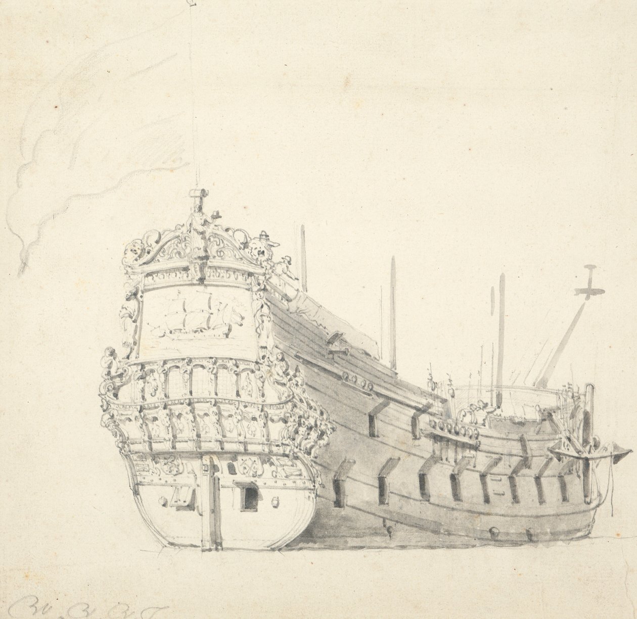 Muotokuva "Ijlstistä" (1653), noin 1665 (grafiitti, harmaa pesu). tekijältä Willem van de Velde the Younger