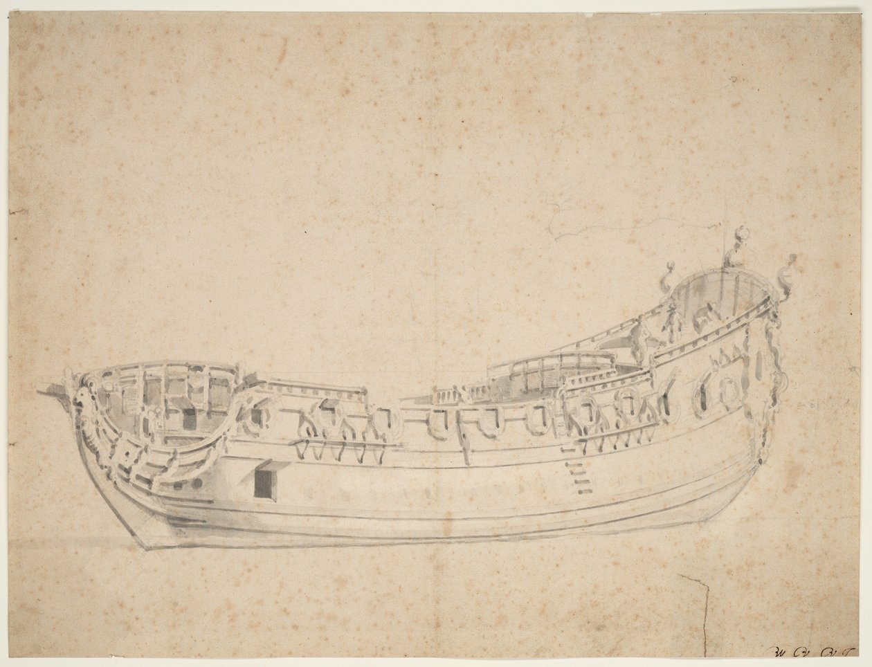 Muotokuva "James Galley", noin 1676 (offset, lyijykynä, pesu). tekijältä Willem van de Velde the Younger