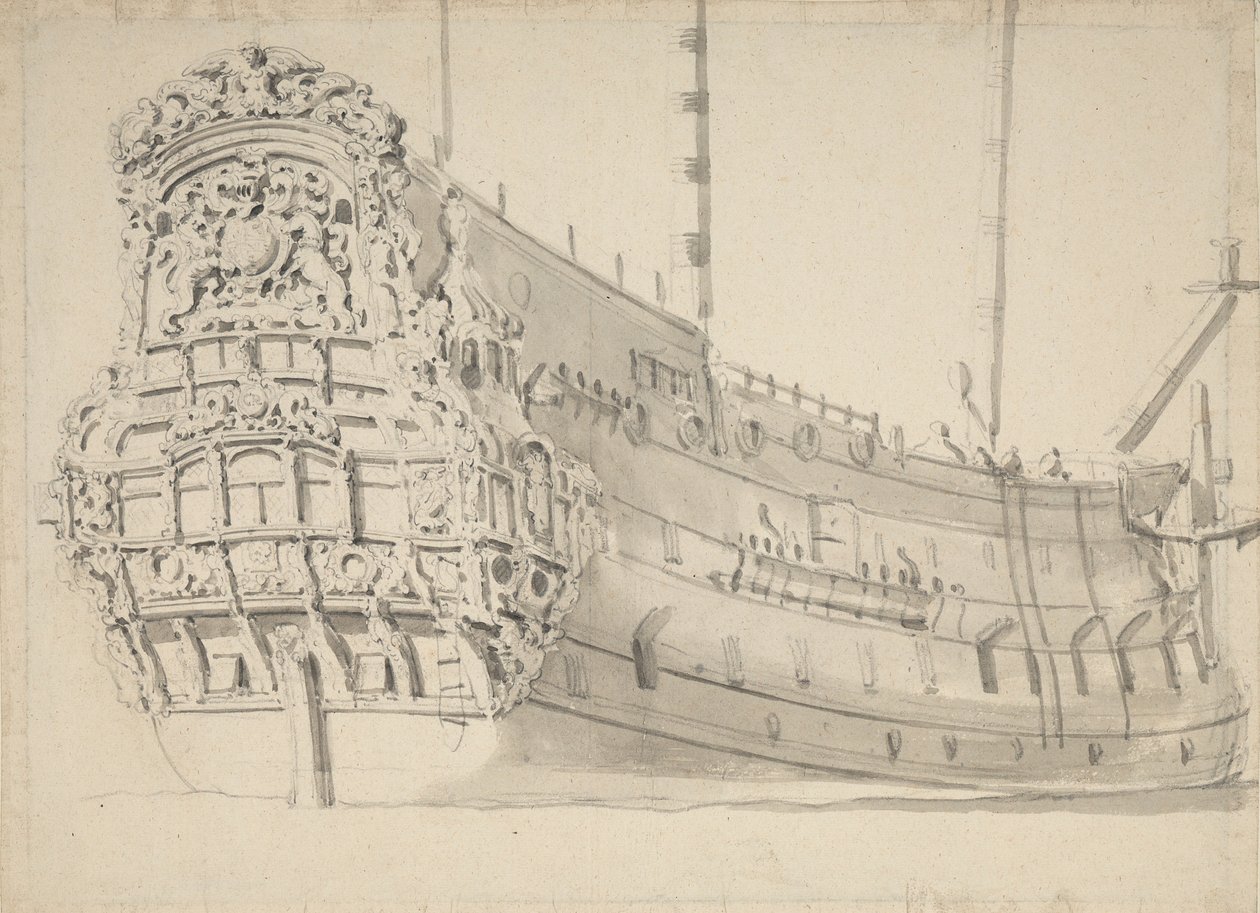 Muotokuva "Jamesista", noin 1675 (lyijykynä, pesu). tekijältä Willem van de Velde the Younger