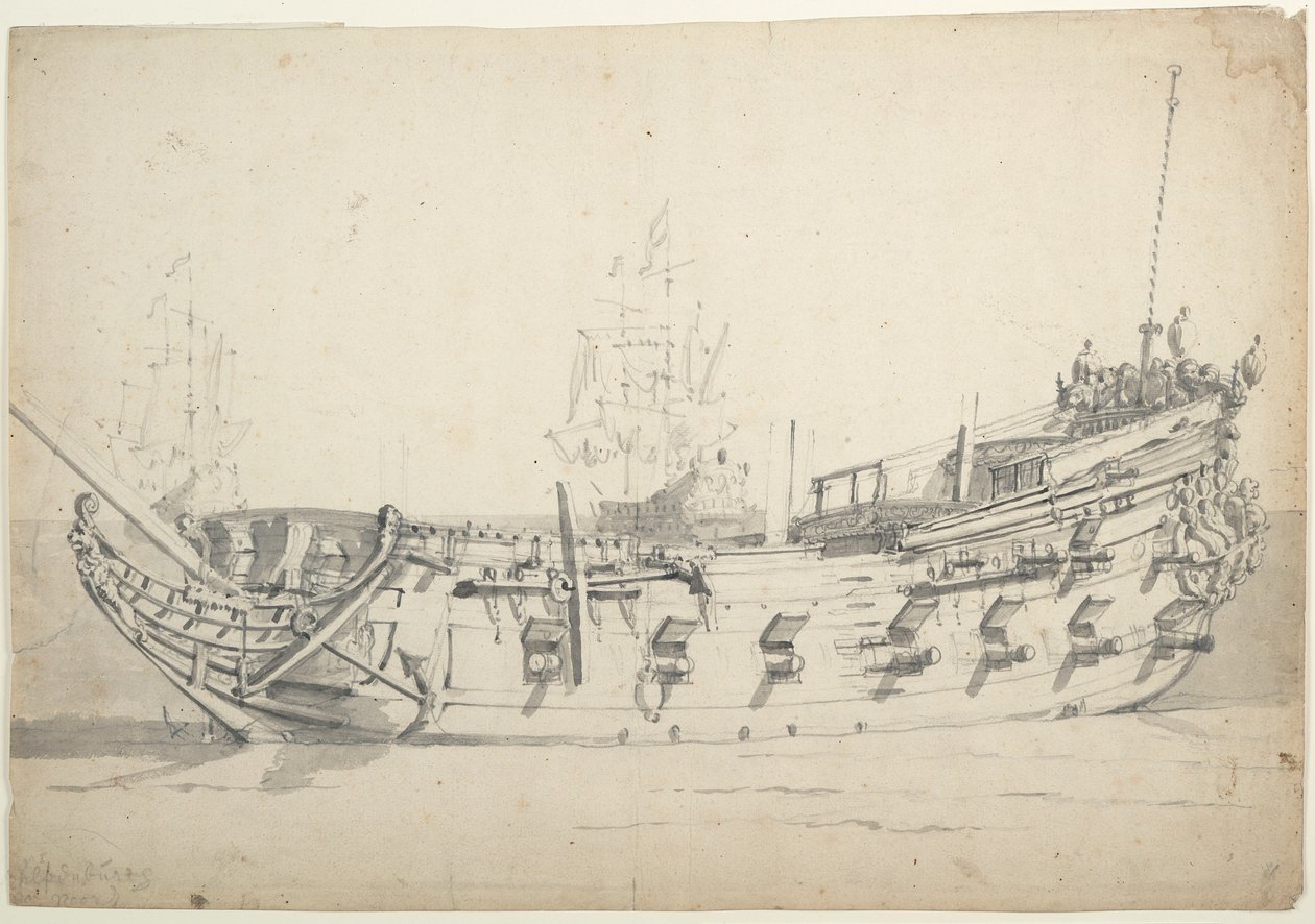 Muotokuva "Wulpenburg Amsterdam", noin 1659 (grafiitti, harmaa pesu). tekijältä Willem van de Velde the Younger