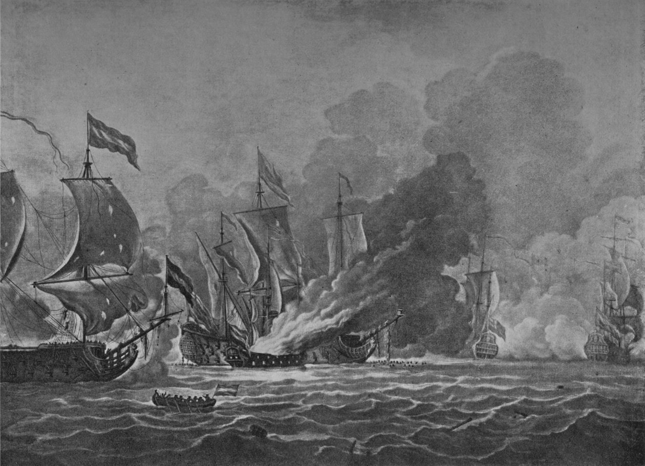The Burning of the Royal James, 1700 tekijältä Willem van de Velde the Younger