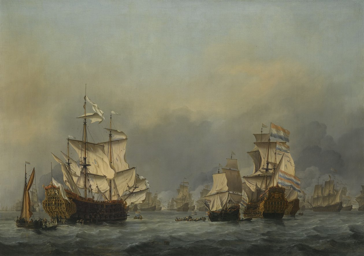 Neljän päivän taistelu, n. 1670 tekijältä Willem van de Velde the Younger