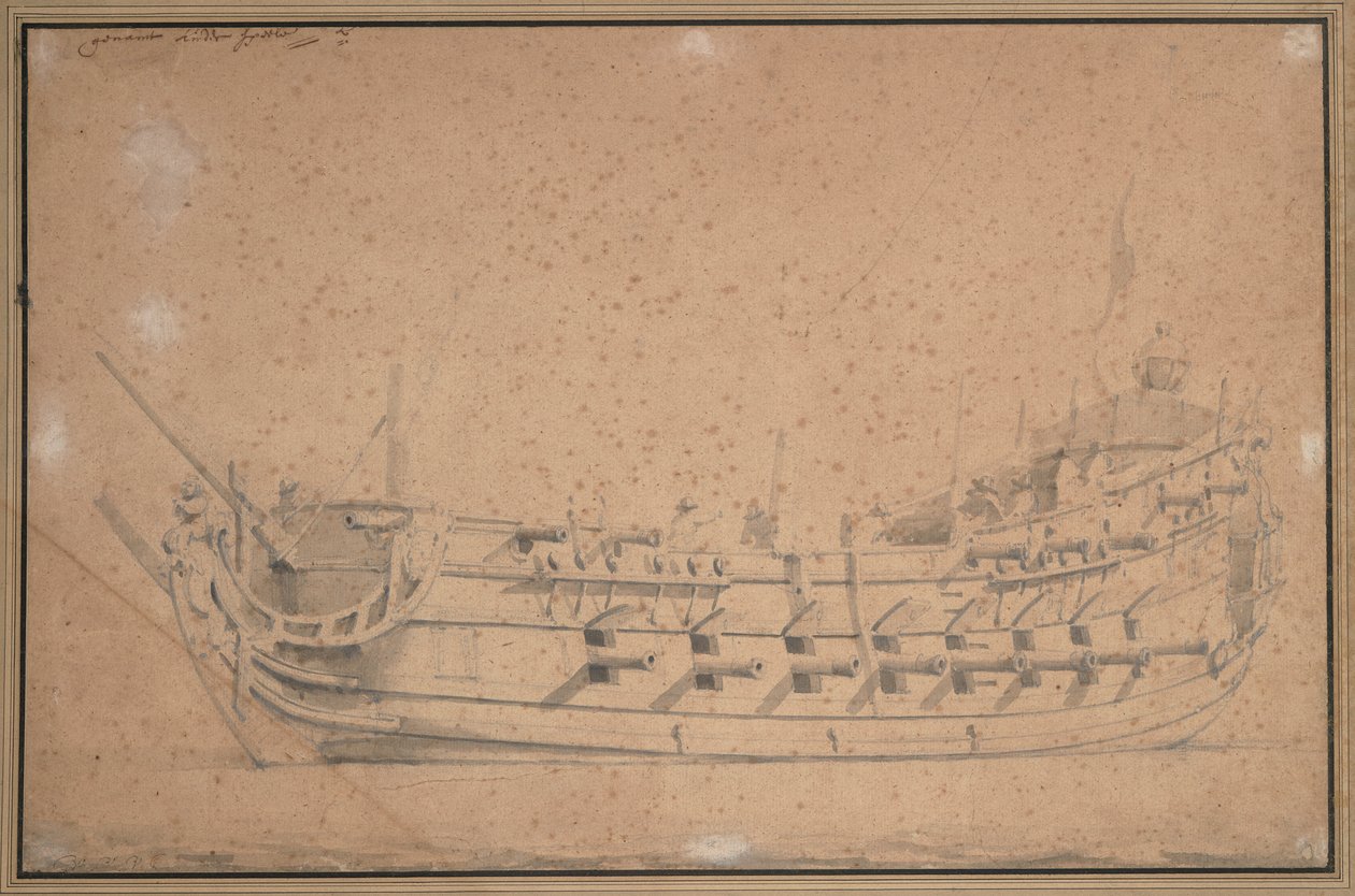 Leikkipalkinto", noin 1689 (grafiitti, harmaa pesu). tekijältä Willem van de Velde the Younger