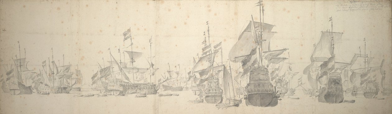 Alankomaiden laivaston sotaneuvosto Terschellingin edustalla 7.-17. lokakuuta 1658. tekijältä Willem van de the Elder Velde