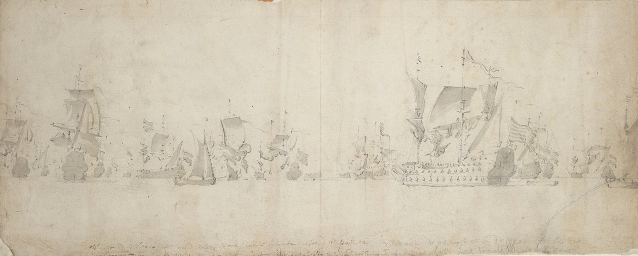 Alankomaiden laivasto sotaneuvoston jälkeen 8.-18. elokuuta 1665. tekijältä Willem van de the Elder Velde