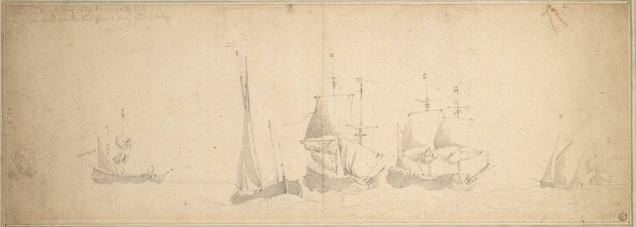 Hollantilaiset alukset merellä, 28. toukokuuta-7. kesäkuuta 1665. tekijältä Willem van de the Elder Velde