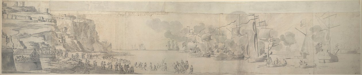 Maria Modenalainen laskeutuu Doveriin 21. marraskuuta-1. joulukuuta 1673, noin 1673 (grafiitti). tekijältä Willem van de the Elder Velde