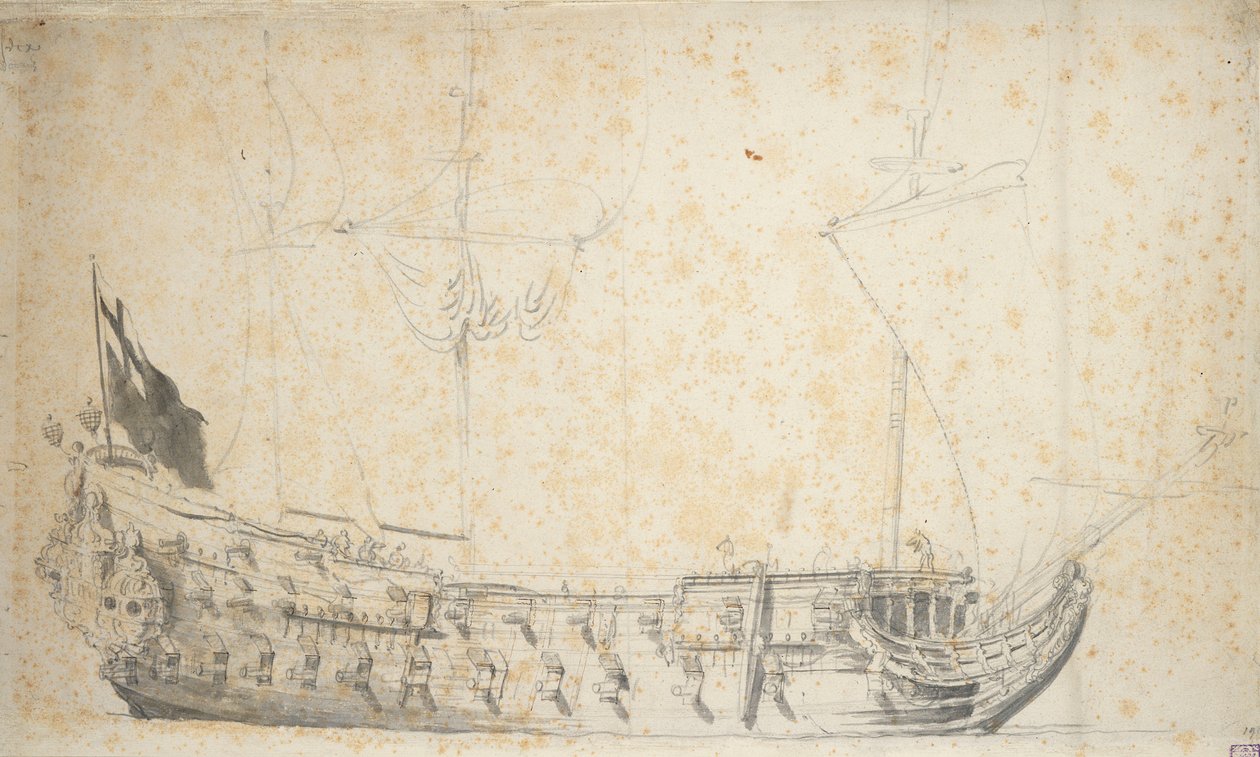 Muotokuva "Essexistä", noin 1660 (grafiitti, harmaa pesu). tekijältä Willem van de the Elder Velde
