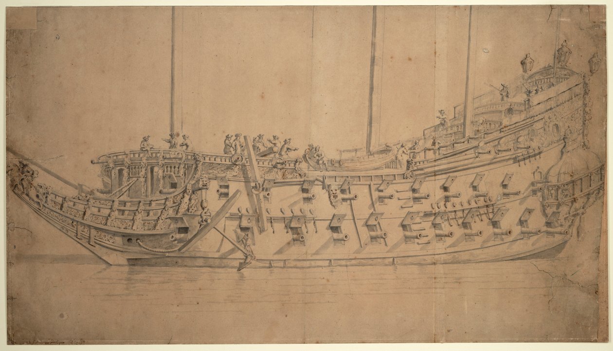 Hannibal-aluksen muotokuva, noin 1659 (piirustus). tekijältä Willem van de the Elder Velde