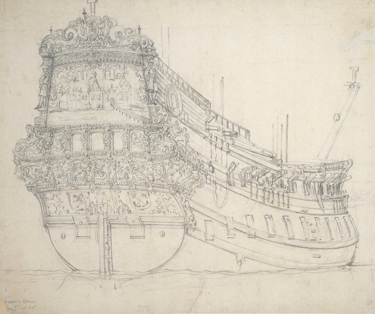 Hilversumin muotokuva, noin 1655 (grafiitti). tekijältä Willem van de the Elder Velde